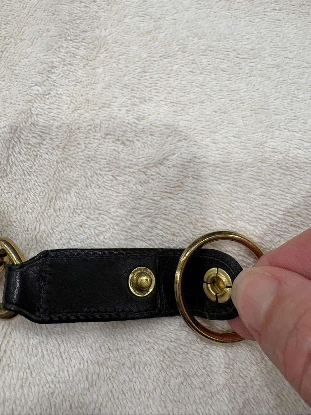 NWT Vintage Coach Black Leather Trigger Snap Key Fob 7212 Brass Hardware - Picture 5 of 5